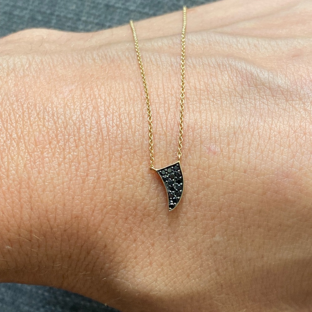 14k gold + black diamond Horn Delicate Necklace